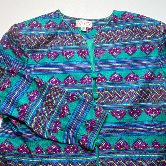 Adrianna Papell Jackets & Blazers - Adrianna Papell‎ Womens Size 16 Multicolor Silk Eclectic 90s Vintage Jacket